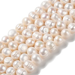 PapayaWhip Natural Cultured Freshwater Pearl Beads Strands, Potato, Grade AB, PapayaWhip, 9~11x9~10mm, Hole: 0.6mm, about 38pcs/strand, 13.98''(35.5cm)