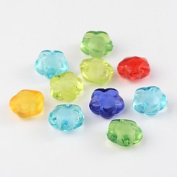 Mixed Color Transparent Acrylic Beads, Bead in Bead, Flower, Mixed Color, 16x15x8mm, Hole: 2mm, about 500pcs/500g