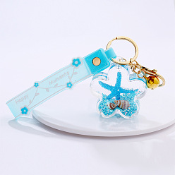 11.Ocean-Blue Cute Cartoon 5-Star Oil Keychain Candy Ocean Keyring Creative Flower Camera Pendant