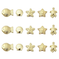 Light Gold 15шт 5 стили стойка покрытие сплав бусины, без кадмия и без свинца, разнообразные, золотой свет, 8.5~14x9~11x4~5.5 мм, отверстие : 1~2 мм, 3 шт / стиль