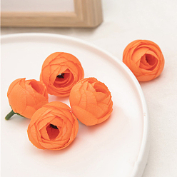 Orange Foncé Tête de fleur de rose artificielle en soie, pour la fête, mariage, décoration de scène, orange foncé, 40x35mm