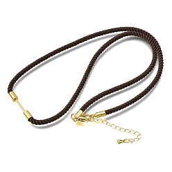 Кокосово-Коричневый 3мм круглые нейлоновые миланские шнуры для изготовления ожерелий, с латунными выводами и 303 застежками из лобстера из нержавеющей стали, золотые, долговечный, стойки покрытие, кокосового коричневый, 19.53 дюйм (49.6 см)