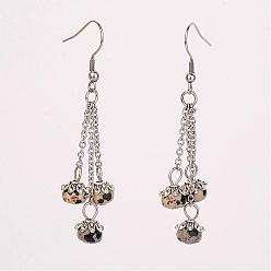 Далматинских Джаспер Серьги из натурального далматиана, с крючками из нержавеющей стали серьги, 64 мм, штифты : 0.8 мм