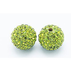 Vert Jaune Grade a des perles de strass, résine et de kaolin, ronde, péridot, pp 11 (1.7~1.8 mm), 12 mm, Trou: 1.5mm