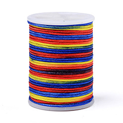 Coloré Fil de polyester teint par segment, cordon tressé, colorées, 1mm, environ 7.65 yards (7m)/rouleau