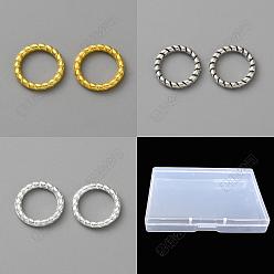 Couleur Mélangete 300pcs 3 anneaux de liaison en alliage de couleurs, forme d'anneau rond torsadé, couleur mixte, 9.5x1.4mm, diamètre intérieur: 6.8 mm, 100 pcs / couleur