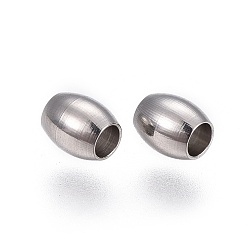 Stainless Steel Color 202 Stainless Steel Beads, Oval, Stainless Steel Color, 4.5x4x4mm, Hole: 2mm