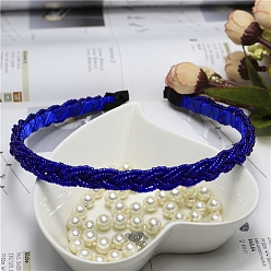 Bleu Moyen  Élastiques à cheveux en perles de plastique, beau bandeau, accessoires de cheveux à la mode, bleu moyen, 140x125mm