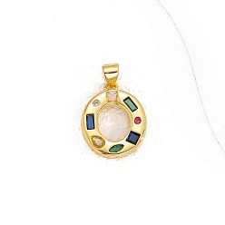 Letter O Латунные микро проложить кубического циркония подвески, письмо амулеты, Письмо O, 24x15 мм