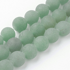 Green Aventurine Natural Green Aventurine Bead Strands, Round, Frosted, 10~10.5mm, Hole: 1.5mm, about 38pcs/strand, 15.3 inch(39cm)