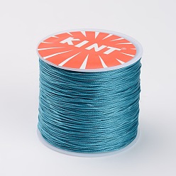 Dark Cyan Round Waxed Polyester Cords, Twisted Cord, Dark Cyan, 0.5mm, about 115.92 yards(106m)/roll