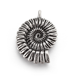 Thai Sterling Silver Plated Tibetan Style Alloy Pendants, Lead Free & Nickel Free & Cadmium Free, Nautilus Shell, Thailand Sterling Silver Plated, 37x27x7mm, Hole: 3mm