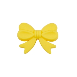 Gold Bowknot Food Grade Silicone Beads, Chewing Beads For Teethers, DIY Nursing Necklaces Making, Gold, 16x26mm