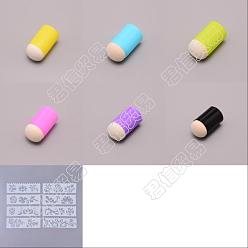 (52) Непрозрачная лаванда 30шт 6 цвета губка инструмент для рисования, с пластиковой ручкой, колонка, с набором пластиковых трафаретов для рисования с цветочным узором, разноцветные, 1 см