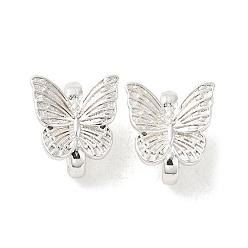 Серебро Покрытие стойки латунная застежка-крючок-бабочка, с петлей, долговечный, без свинца и без кадмия, серебряные, 11x10x6 мм, отверстие : 1.8 мм, штифты : 1.2x1.7 мм