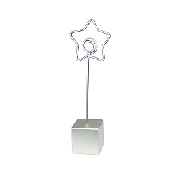 Silver Metal Spiral Memo Clips, with Resin Base, Message Note Photo Stand Holder, for Table Decoration, Star, Silver, 117mm
