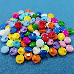 Mixed Color 1-Hole Plastic Buttons, Round, Mixed Color, 10mm