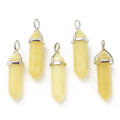 Перидот Кулоны с натуральным перидотом, с латунной фурнитурой платинового цвета, пуля, 39.5x12x11.5 мм, отверстие : 4.5x2.8 мм