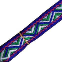 Blue 7M Ethnic Style Polyester Jacquard Triangle Ribbon, Blue, 3/4 inch(20mm), about 7.66 Yards(7m)/Roll
