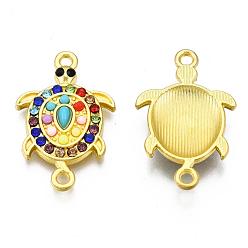 Золотой Коннекторы из сплава, с разноцветной смолой и стразами, Морская черепаха, золотые, 25.5x16.5x4 мм, отверстие : 1.8 мм