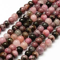 Rhodonite Natural Rhodonite Beads Strands, Round, 8mm, Hole: 1mm, about 47pcs/strand, 15.3 inch