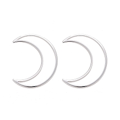 925 Sterling Silver Plated Eco-Friendly Brass Linking Rings, Cadmium Free & Nickel Free & Lead Free, Moon, 925 Sterling Silver Plated, 49x40x1mm