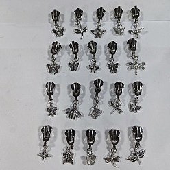 Античный Серебристый & Платиновый 20 ползунки на молнии из легкого сплава, Сплав с подвесками, старинное серебро и платина, 37~46 мм