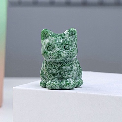 Цинхай Нефрит Натуральная нефритовая фигурка кошки Цинхай, украшения для дисплея, украшения из энергетических камней, 20x30 мм