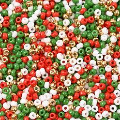 (52) Непрозрачная лаванда 4 цвета 11/0 рождественские круглые бисерные бусины Miyuki, рр1402 и рр407 и рр411 и рр1054, разноцветные, 2x1.3 мм, отверстие : 0.8 мм, Около 5500 шт / 50 г