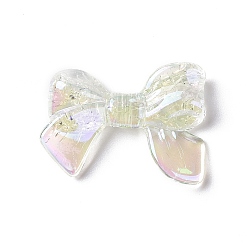 Honeydew UV Plating Rainbow Iridescent Transparent Acrylic Crackle Beads, Bowknot, Honeydew, 24x33x7mm, Hole: 2mm