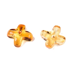 (932FM) Темно-синий аква-матовый с подкладкой Прозрачные брызги, окрашенные распылением, с блеском порошок, цветок османтуса, темно-золотистые, 8.5x8.5x3 мм, отверстие : 0.9 мм