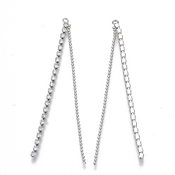 Platinum Brass Rhinestone Cup Chain Big Pendants, Tassel Pendant, with Ball Chain, Crystal, Platinum, 70x3.5x2mm, Hole: 1.6mm