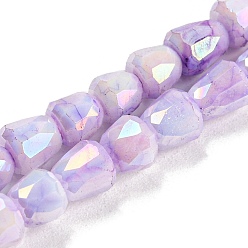 Lilac Electroplate Glass Beads Strand, AB Color Plated, Imitation Jade, Faceted, Bell, Lilac, 4~4.5mm, Hole: 0.8mm, about 80pcs/strand, 12.83''(32.6cm)