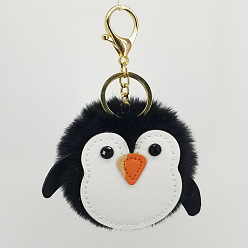 black Cute Penguin Fur Ball Keychain Pendant Cartoon Penguin Keyring Bag Charm