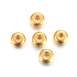 Золотой 304 из нержавеющей стали разделительные бусины, плоско-круглые, золотые, 6x2.5 мм, отверстие : 1.8 мм