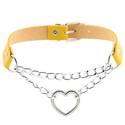 Yellow Stylish Heart-Shaped Chain Collar Necklace for Fashionable Trendsetters