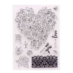 Heart Clear Silicone Stamps, for DIY Scrapbooking, Photo Album Decorative, Cards Making, Stamp Sheets, Heart Pattern, 15x10.5cm
