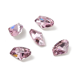 Pale Violet Red Cubic Zirconia Cabochons, Pointed Back & Back Plated, Triangle, Pale Violet Red, 6.4x10x3.5mm