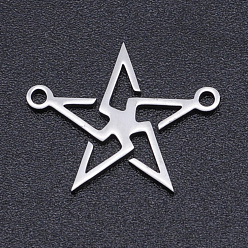 Stainless Steel Color 201 Stainless Steel Links connectors, Laser Cut, Hollow Star, Stainless Steel Color, 14.5x18x1mm, Hole: 1.5mm