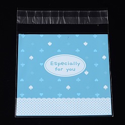 Deep Sky Blue Rectangle OPP Cellophane Bags, Deep Sky Blue, 13.1x9.9cm, Unilateral Thickness: 0.035mm, Inner Measure: 10x9.9cm, about 95~100pcs/bag