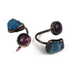 Аметист Латунные манжеты с аметистом и апатитом, Красная медь, размер США 7 1/4 (17.5 мм)