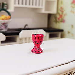 Crimson Mini Porcelain Goblet, for Dollhouse Accessories, Pretending Prop Decorations, Crimson, 11x18mm