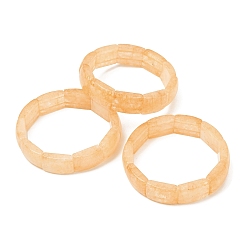 Quartz Crystal Rectangle Dyed Natural Quartz Crystal Beaded Stretch Bracelets for Women Men, Gold, Inner Diameter: 2.44 inch(6.2cm)