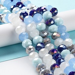 Light Blue Glass Beads Strands, Faceted, Rondelle, Light Blue, 8x6mm, Hole: 1mm, about 65~68pcs/strand, 15.7~16.1 inch(40~41cm)
