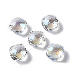 Clear AB Transparent Glass Rhinestone Cabochons, Faceted, Pointed Back, Square, Clear AB, 8x8x5mm