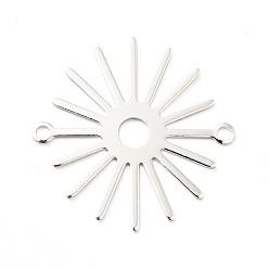 925 Sterling Silver Plated Brass Connector Charms, Sun Links, Long-Lasting Plated, Cadmium Free & Lead Free, 925 Sterling Silver Plated, 27.5x28x0.6mm, Hole: 1.8mm