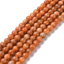 Calcite Natural Orange Calcite Beads Strands, Round, 8~8.5mm, Hole: 1mm, about 48pcs/strand, 15.16~15.35 inch(38.5~39cm)