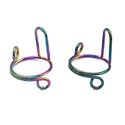 Rainbow Color Покрытие (IP) 304 регулируемое кольцо из нержавеющей стали для унисекс, Радуга цветов, арка: 14x8 мм, Внутренний диаметр: 12~13 мм.