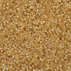 (RR3) Золотой с Серебряной Подкладкой Миюки круглые бусины рокайль, японский бисер, 11/0, (rr 3) серебренное золото, 11/0, 2x1.3 мм, Отверстие : 0.8 мм , около 5500 шт / 50 г