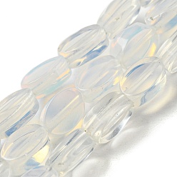 Opalite Opalite Beads Strands, Flat Oval, 6~6.5x4~4.5x2.5mm, Hole: 0.6mm, about 64pcs/strand, 15.94''(40.5cm)